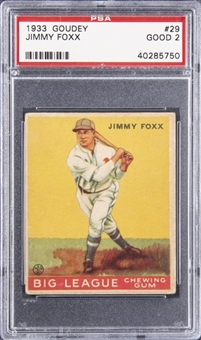 1933 Goudey #29 Jimmie Foxx - PSA GD 2